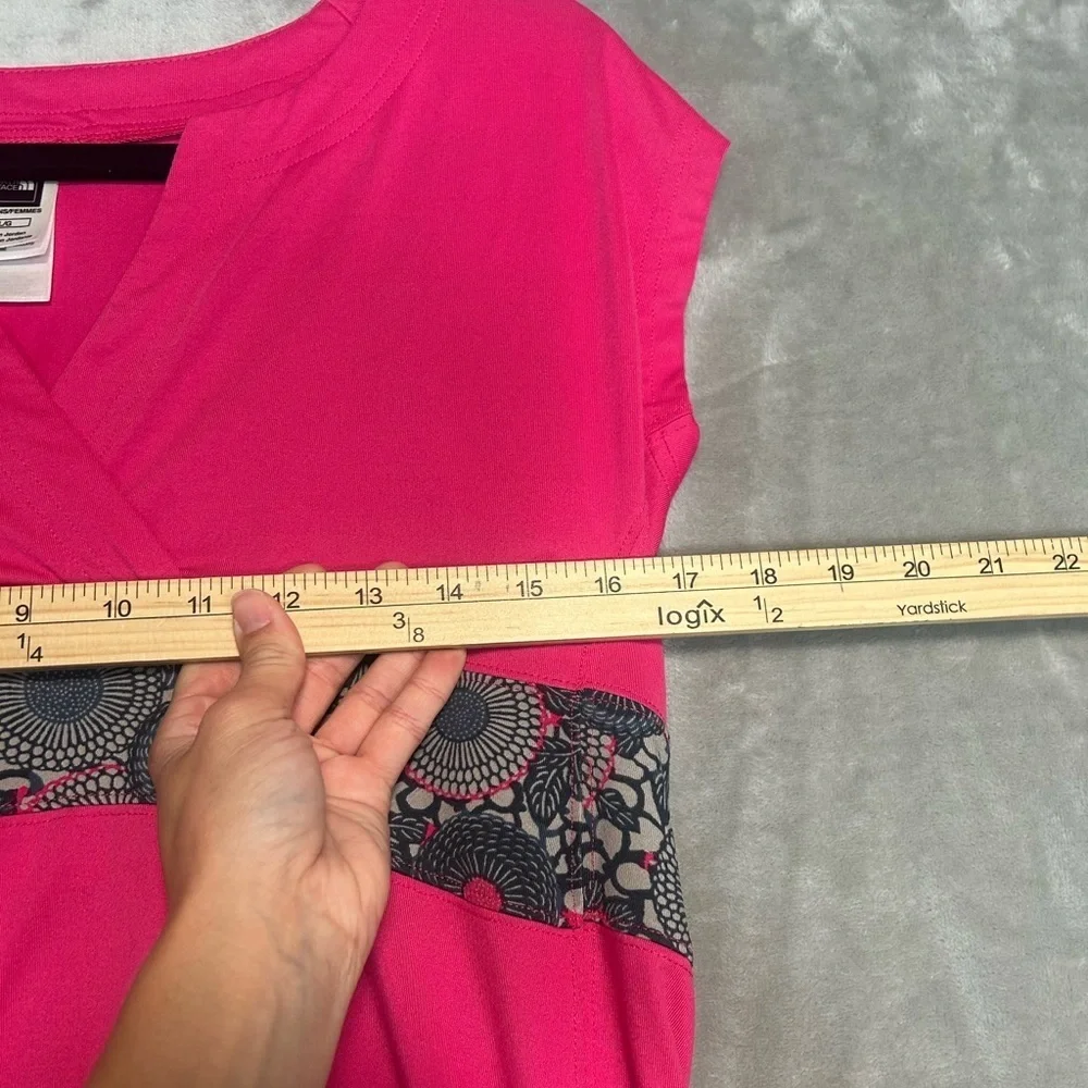 North Face Vapor Wick Cap Sleeve Athletic Top Women’s Large Pink Floral - Picture 7 of 8